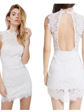 NEW Free People Intimately white lace black less mini dress size M